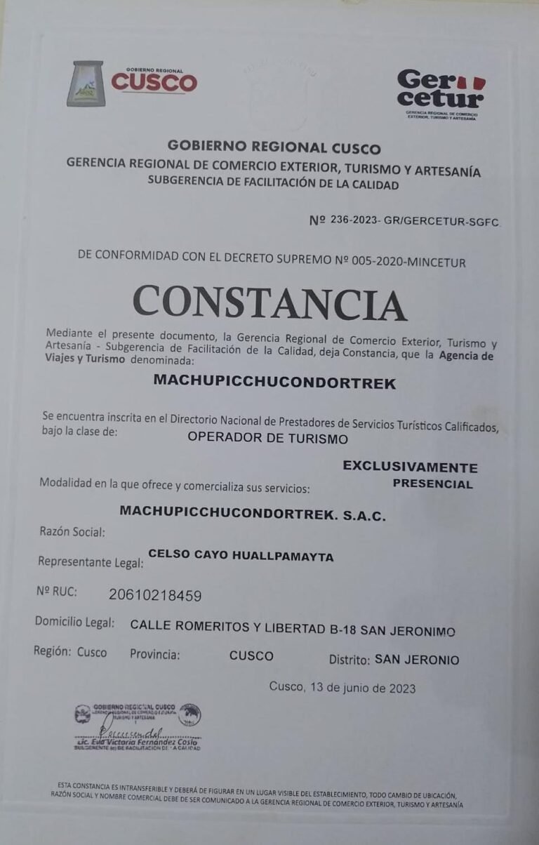 Agencia registrada en DIRCETUR